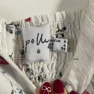 Polly Floral Mini Dress - White and Red